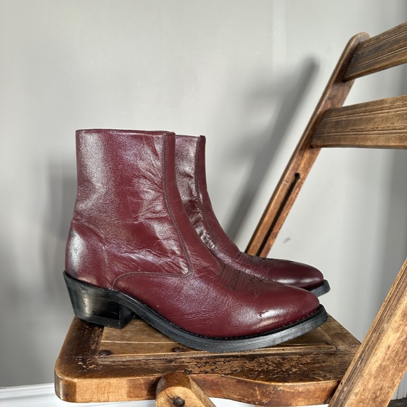 Old West zipper ankle cowboy boot - Picture 6 of 13